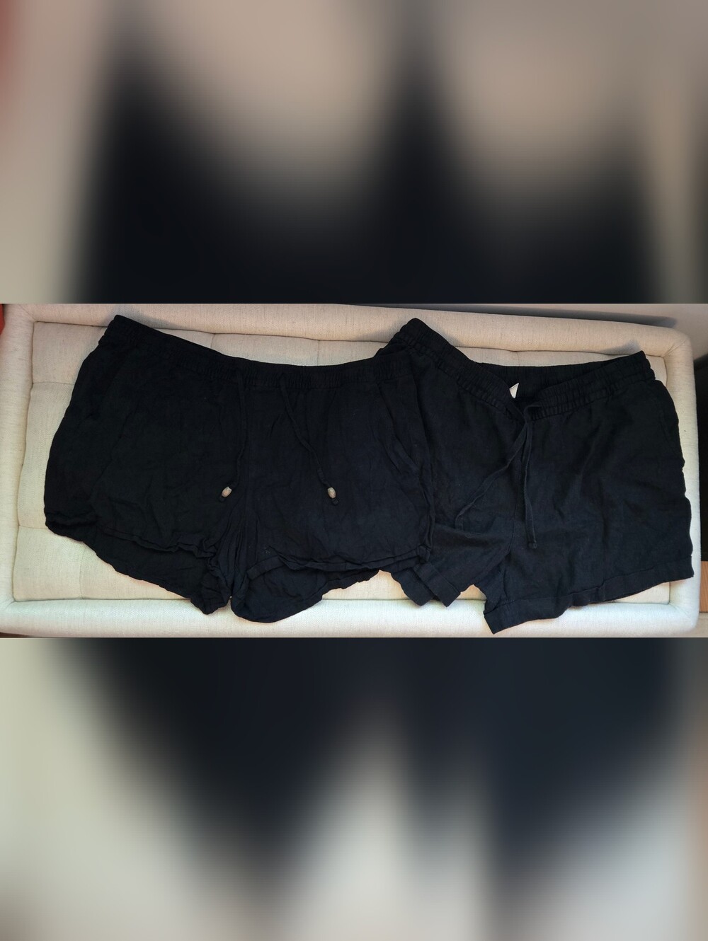 Old Navy Black Pull On Shorts Linen Blend Size L - Bundle Of 2